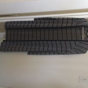 Long  grey and black stripped sweater